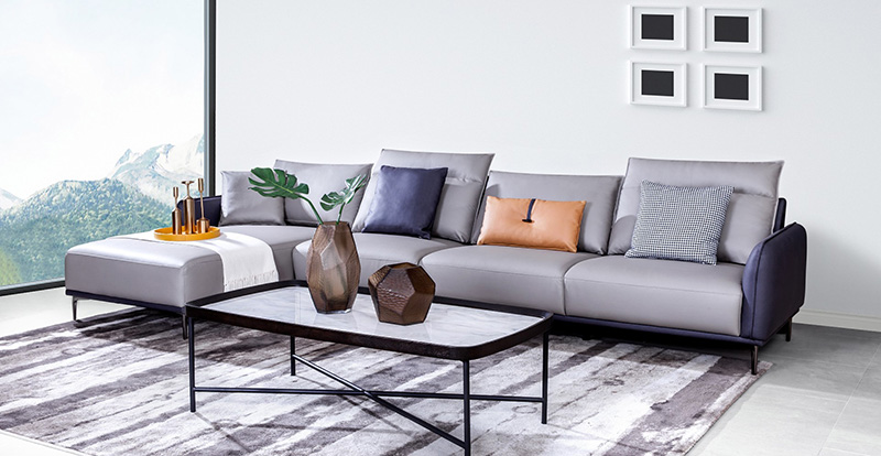 Moderne minimalistisk stueteknologi stof To-farvet sofakombination 1079111